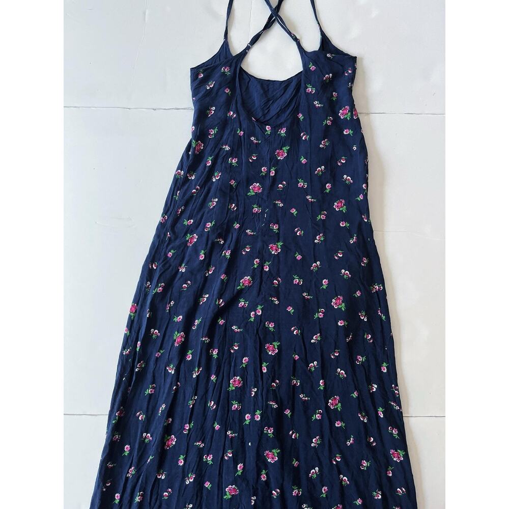Abercrombie & Fitch Dress Womens M Blue Floral Maxi Sundress Lined Strappy - Picture 8 of 8